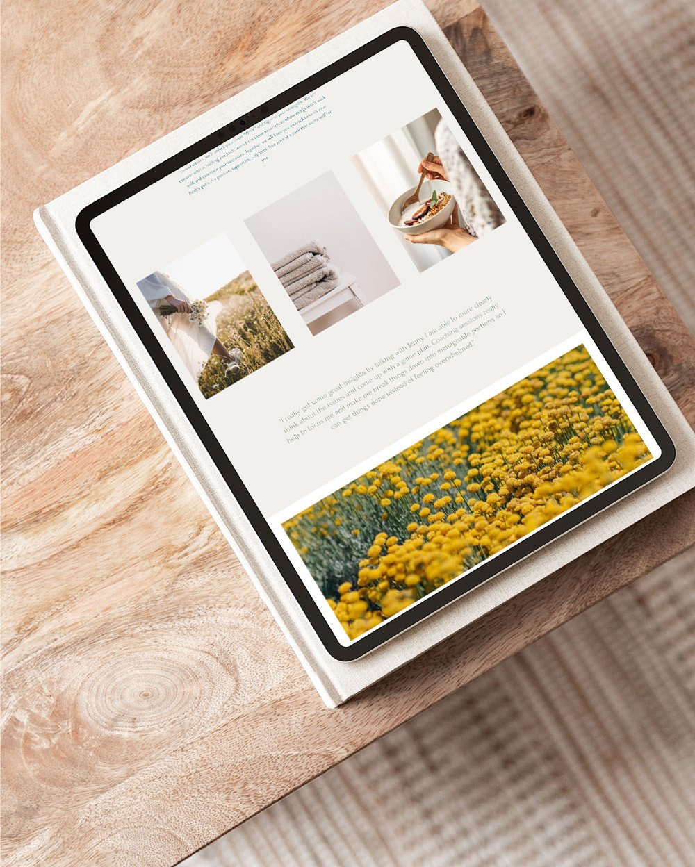 Health Coach Jenny Richey's Website on a tablet.